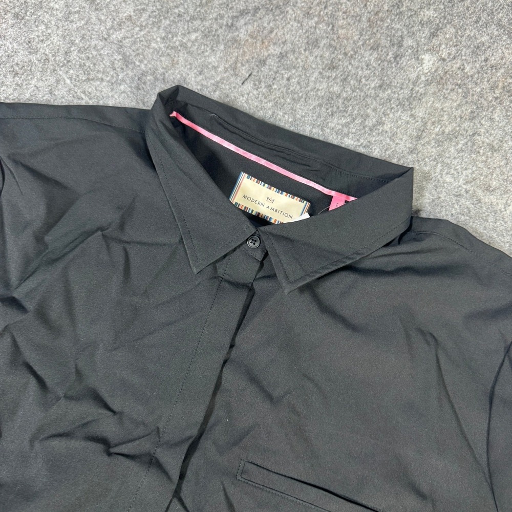 Modern Ambition Womens XXL Black Technical Stretch Button Down Shirt New 1753856